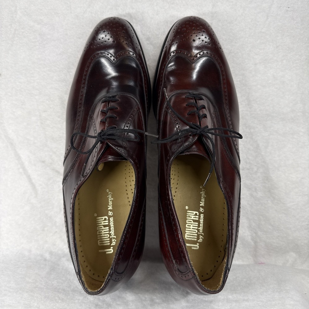 Johnston Murphy Oxford Leather Wingtip Shoes Mens 13M Burgundy 20-41033